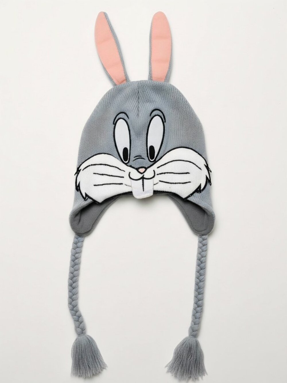 Warner Bros WB 2012 Bugs Bunny Looney Tunes Earflap Beanie Hat Bunny Ears EUC